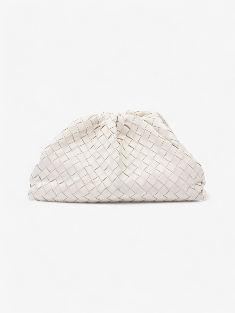  Bottega Veneta The Pouch Intrecciato Leather Clutch in White White  Intreccio leather