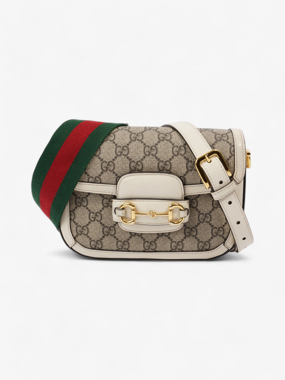 Gucci Horsebit 1955 Mini Bag White / Monogram Coated Canvas Image 11