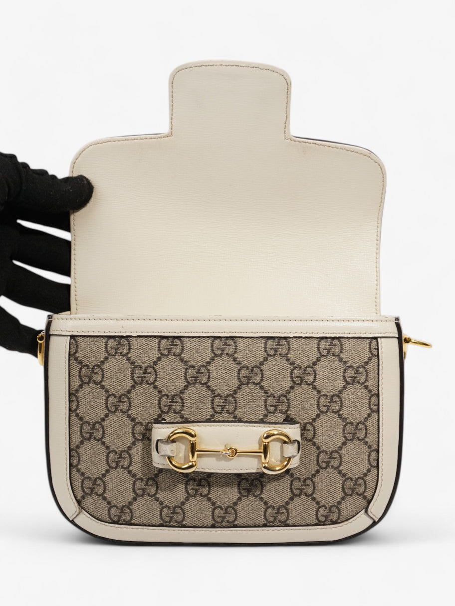 Gucci Horsebit 1955 Mini Bag White / Monogram Coated Canvas Image 7