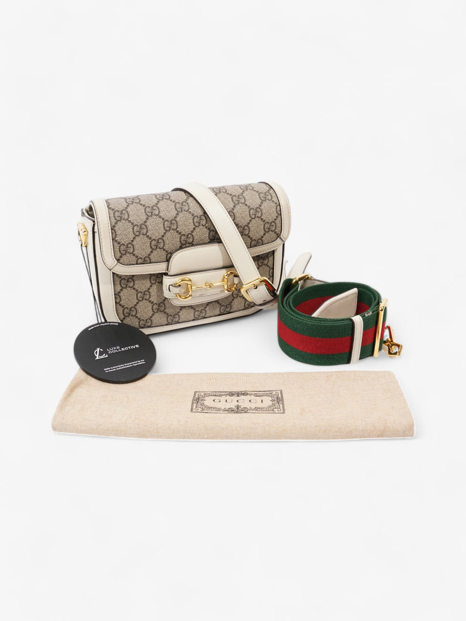 Gucci Horsebit 1955 Mini Bag White / Monogram Coated Canvas Image 17