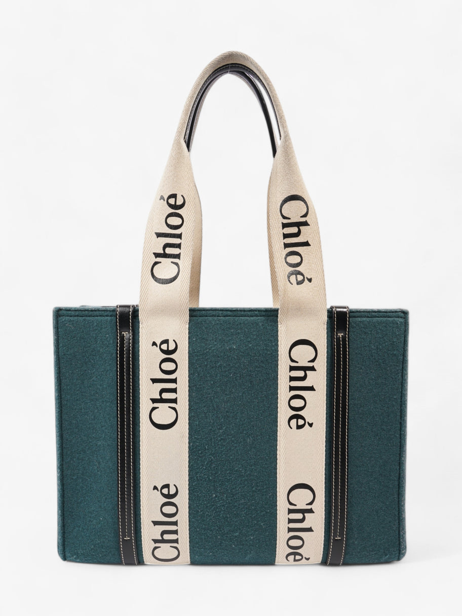 Chloe Woody Tote Green  / Beige  / Black Wool Image 11