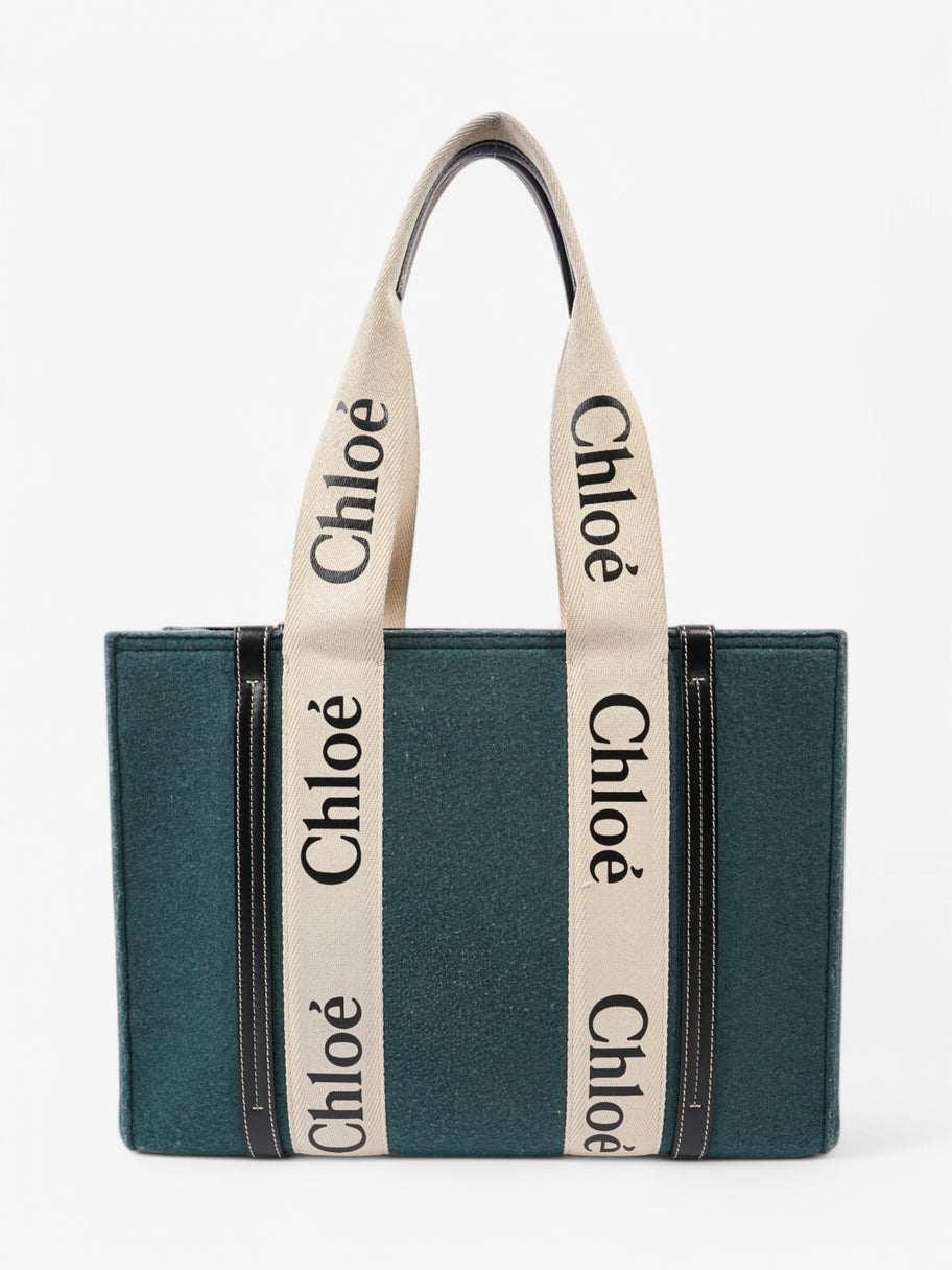 Chloe Woody Tote Green  / Beige  / Black Wool Image 14