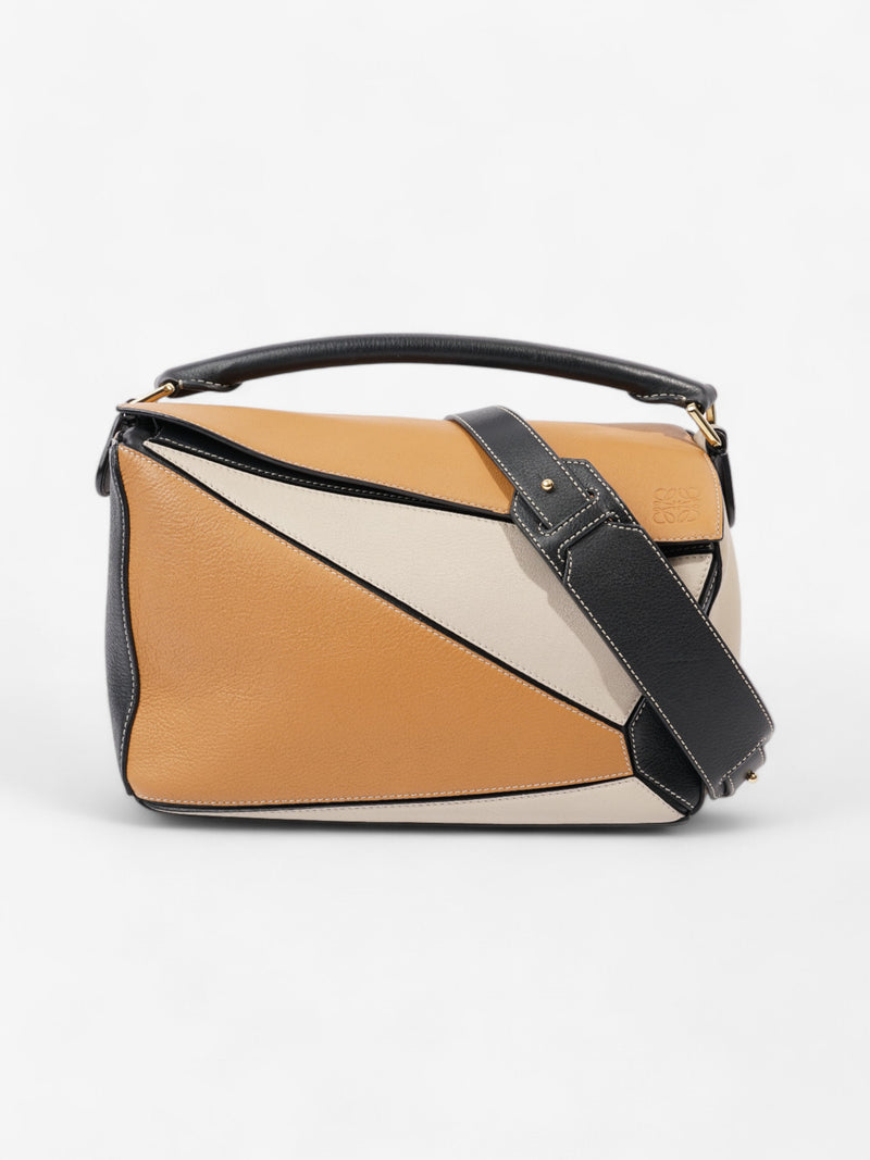  Loewe Puzzle Tricolor Bag Brown / Black / Beige Calfskin Leather