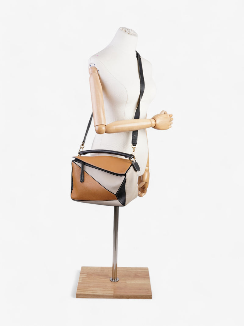  Loewe Puzzle Tricolor Bag Brown / Black / Beige Calfskin Leather