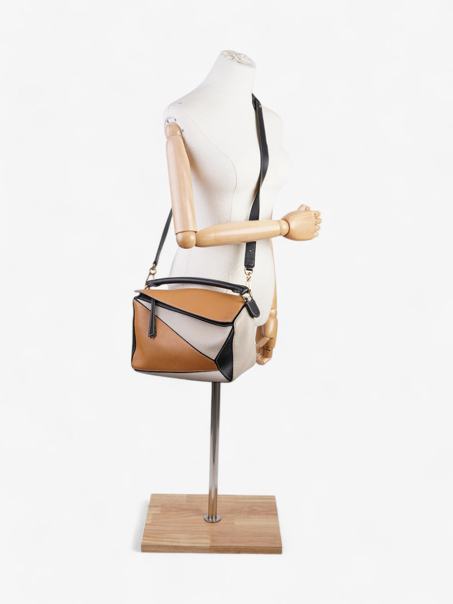 Loewe Puzzle Tricolor Bag Brown / Black / Beige Calfskin Leather Image 2