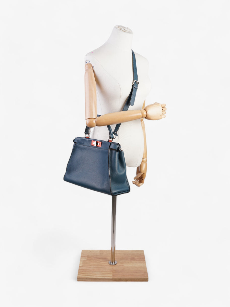 Fendi Peekaboo Handbag Blue / Orange Leather Image 14