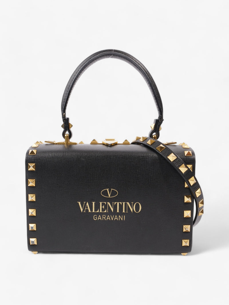  Valentino Garavani Box Rockstud Alcove Top Handle Bag Black Leather