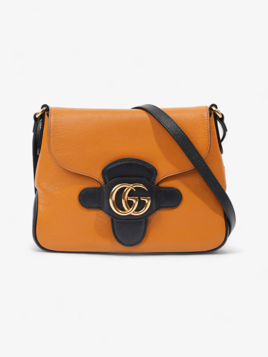 Gucci Messenger Bag with Double G Navy Blue Burnt Orange Leather Sma Luxe Collective