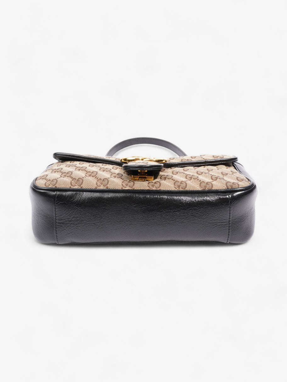 Gucci Marmont Flap Beige And Ebony GG Supreme / Black Canvas Small Image 6