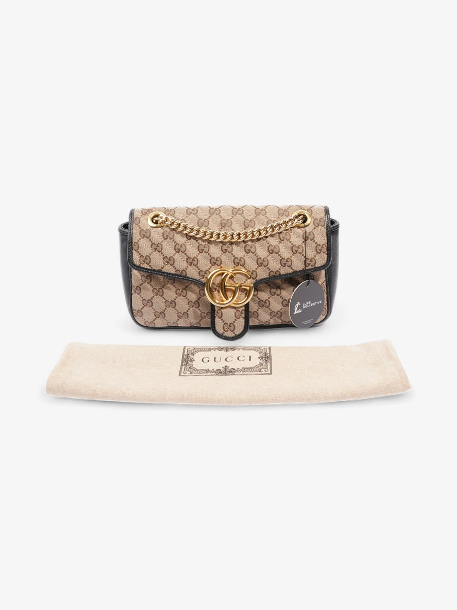 Gucci Marmont Flap Beige And Ebony GG Supreme / Black Canvas Small Image 9