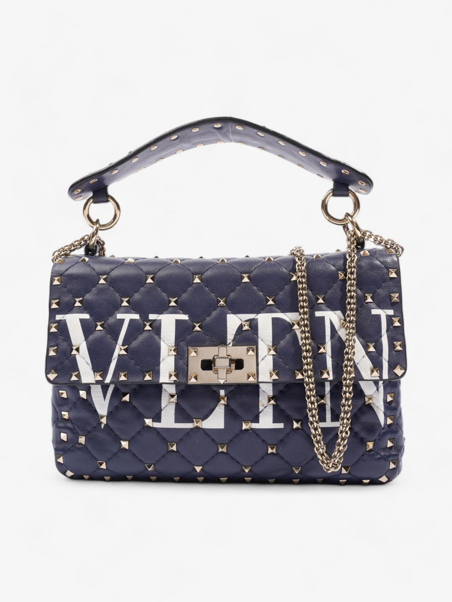 Valentino Rockstud Spike VLTN Navy Nappa Leather Medium Image 1