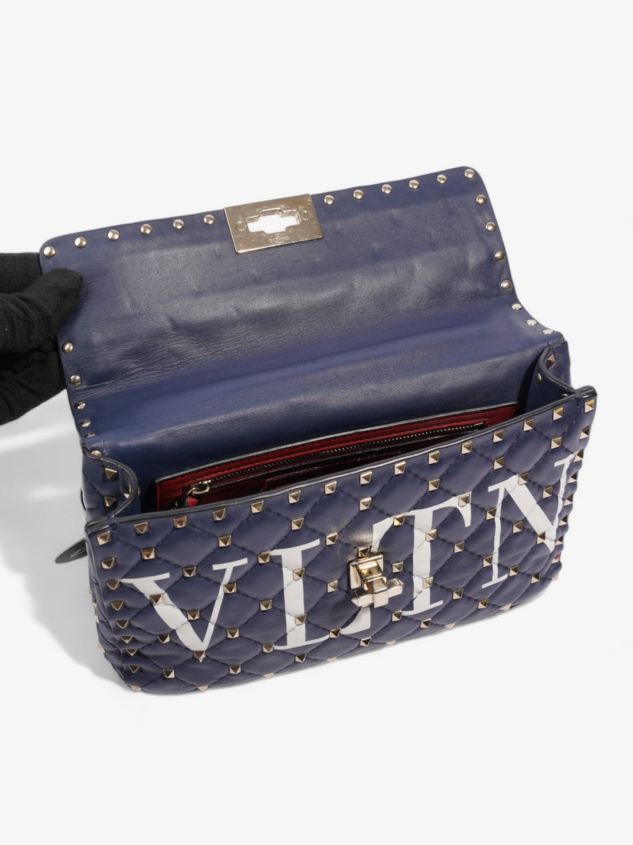 Valentino Rockstud Spike VLTN Navy Nappa Leather Medium Image 7