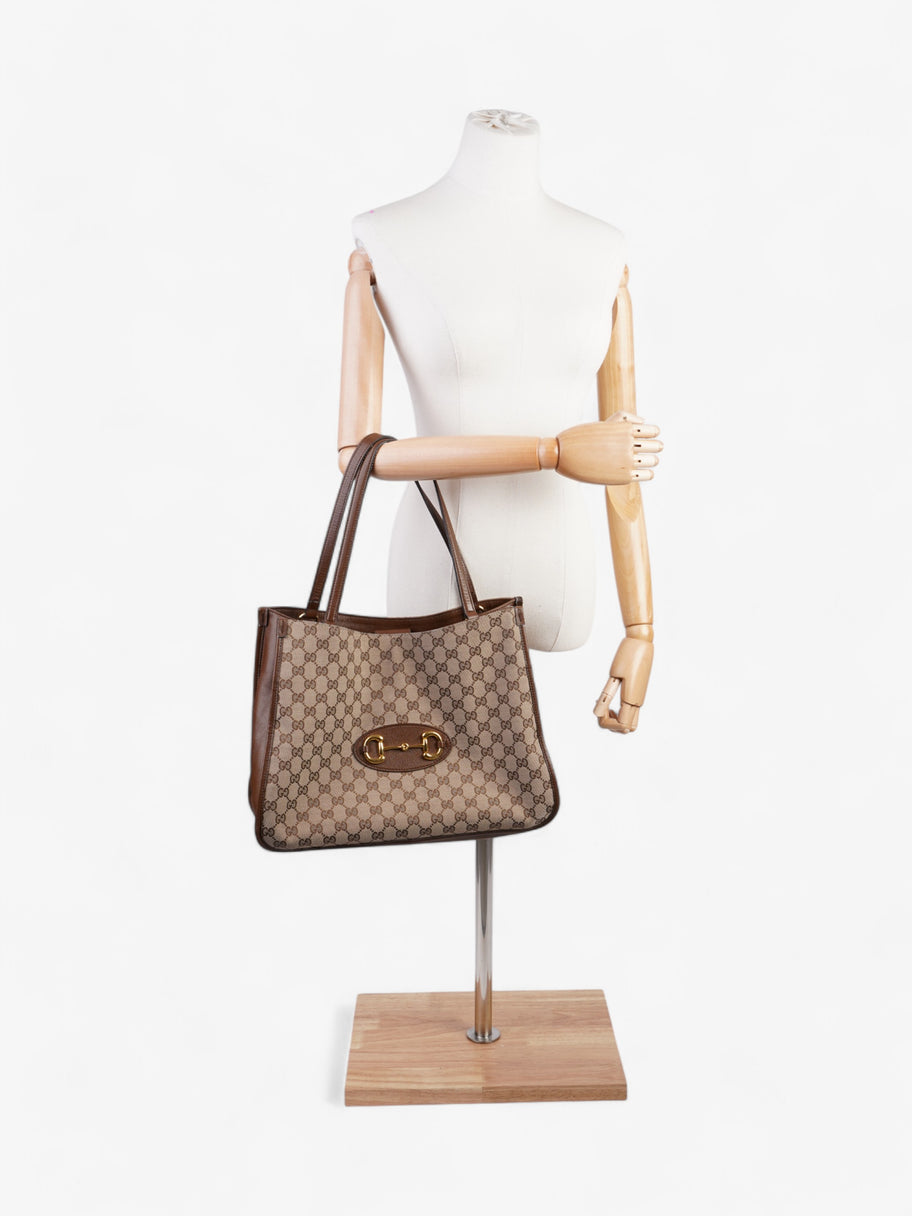 Gucci Horsebit 1955 Tote Beige / Brown Canvas Image 2