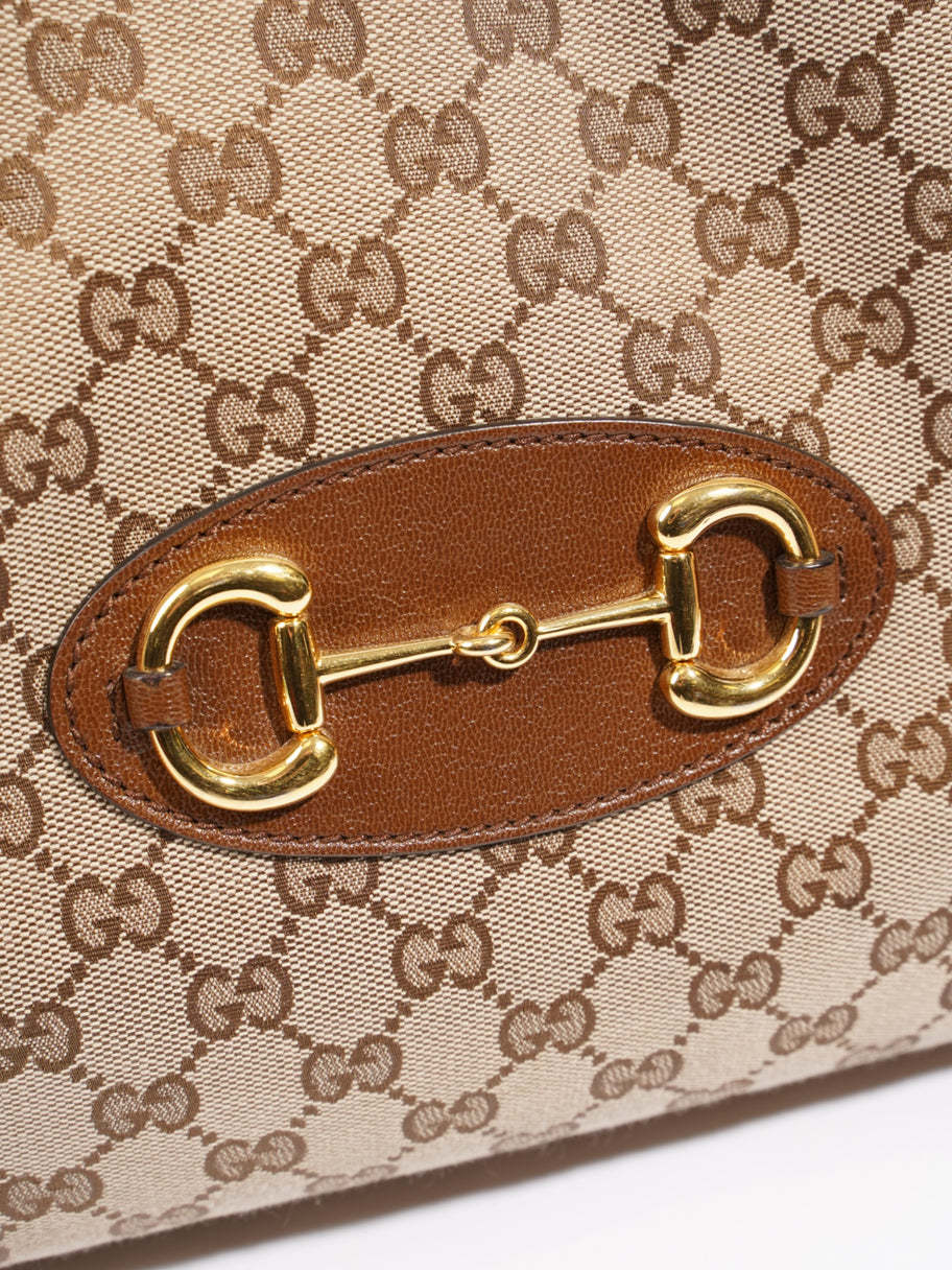 Gucci Horsebit 1955 Tote Beige / Brown Canvas Image 7