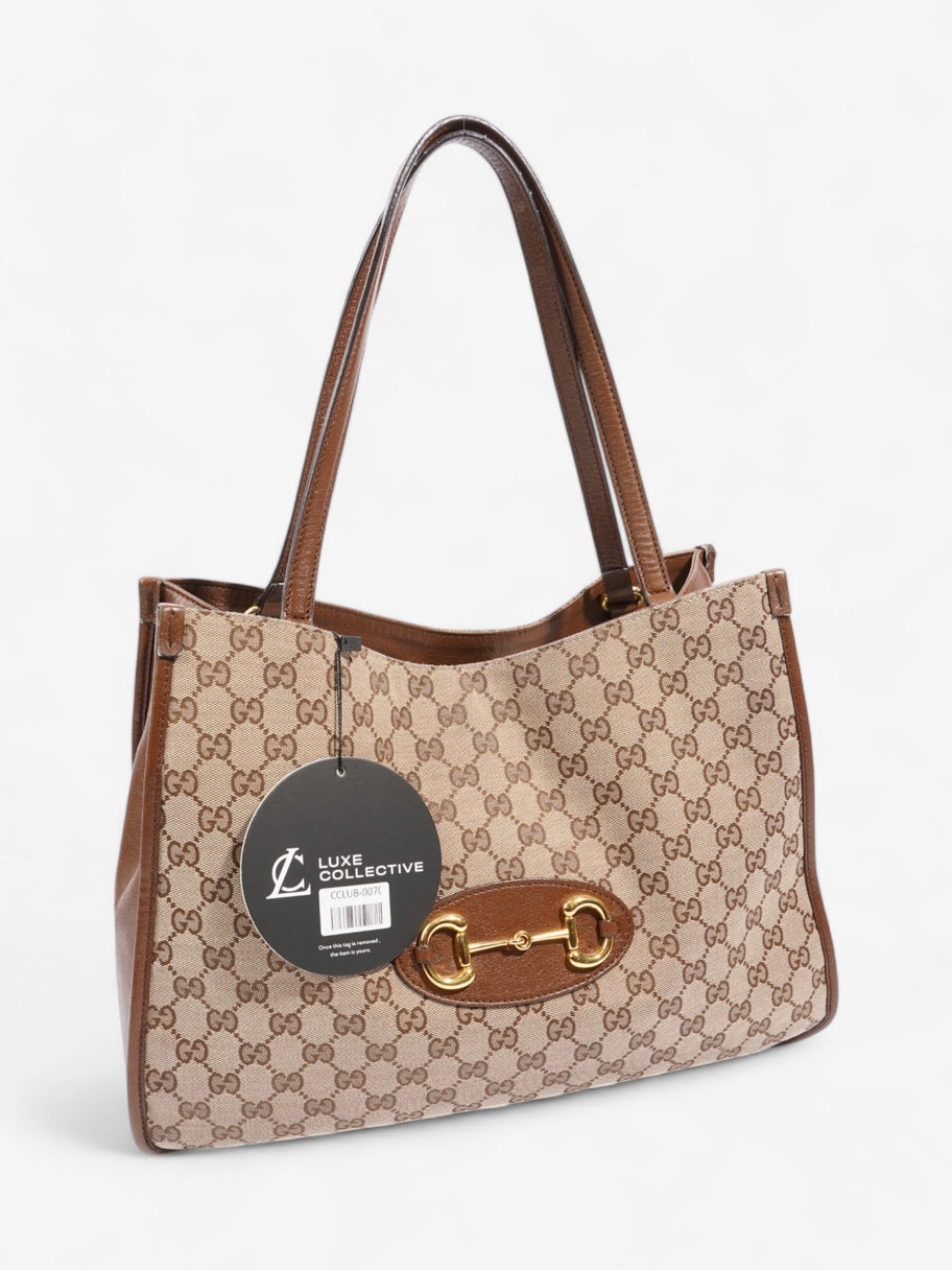 Gucci Horsebit 1955 Tote Beige / Brown Canvas Image 9