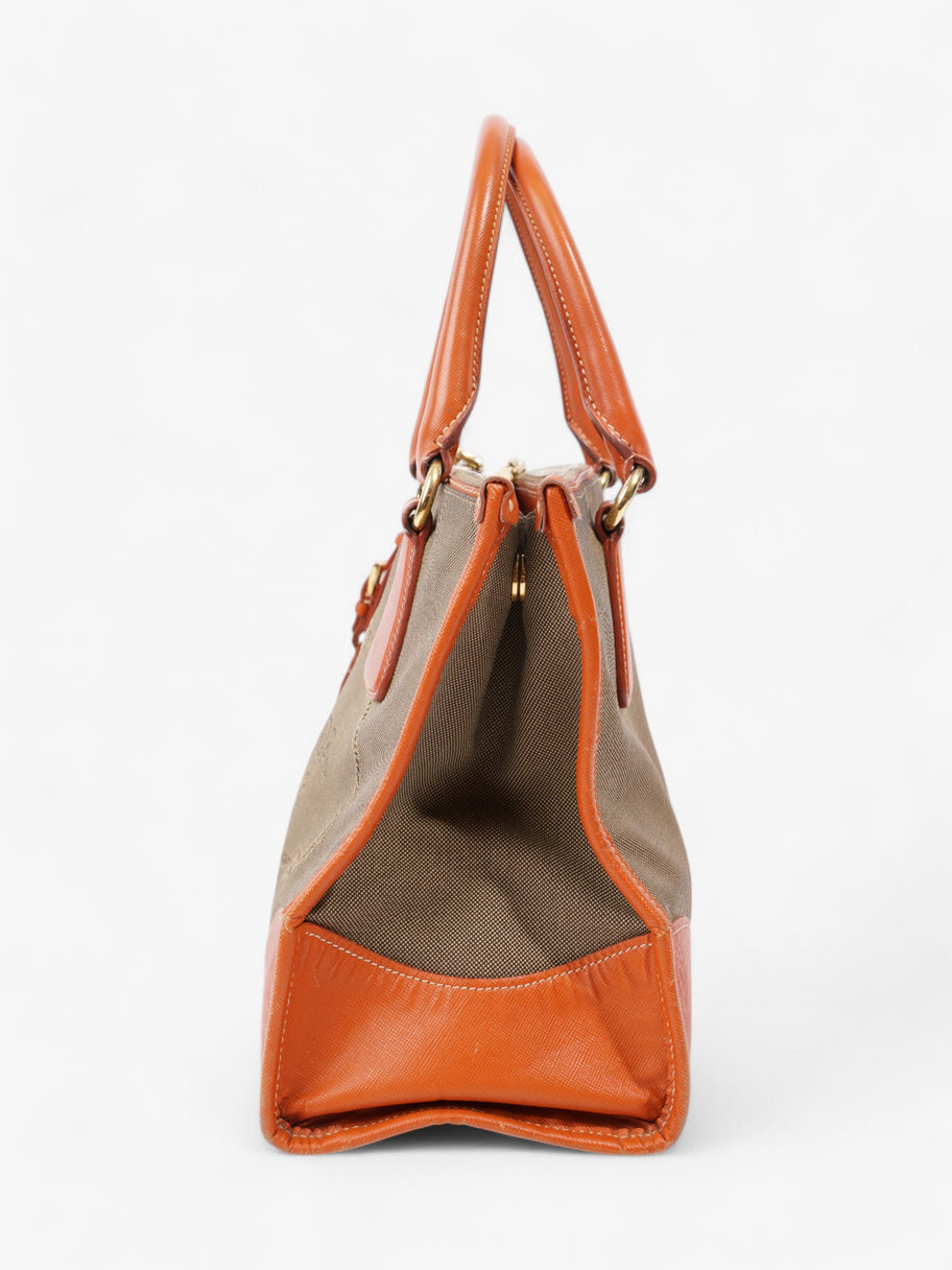 Prada Canvas Tote Brown / Beige / Orange Canvas Image 3