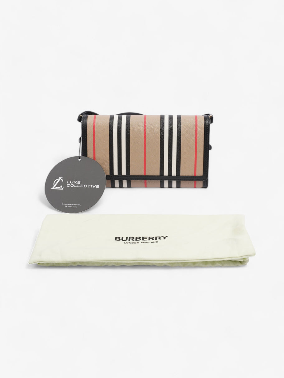 Burberry Hannah Wallet On Chain Archive Beige / Black Canvas Image 9