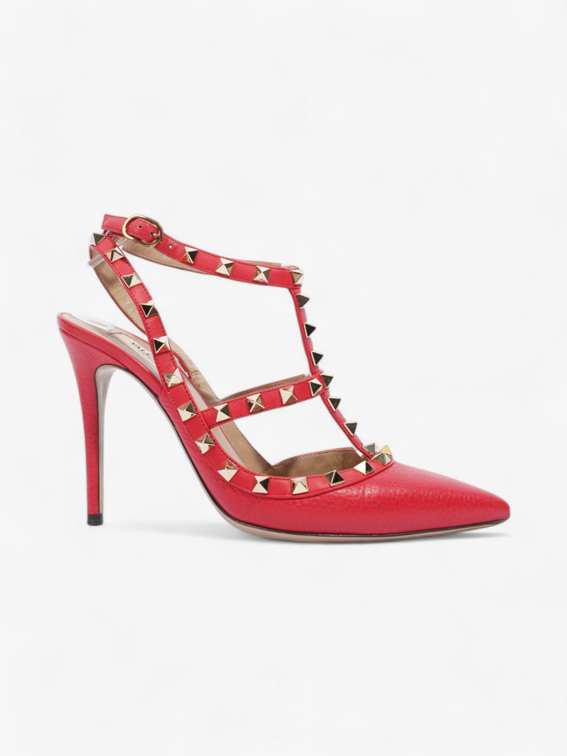  Valentino Rockstud Heel 100 Red Leather EU 38.5 UK 5.5