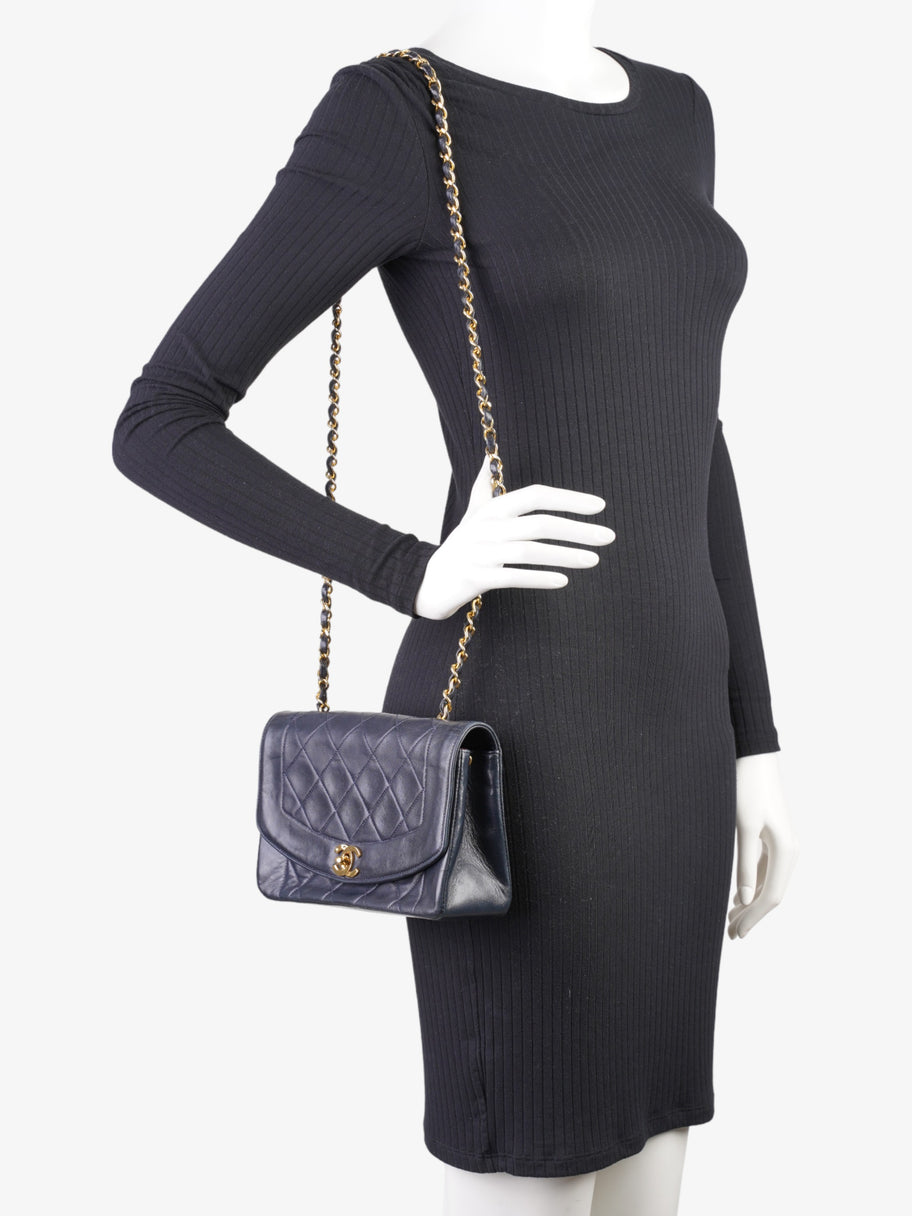 Diana Flap Bag Navy Lambskin Leather Image 2