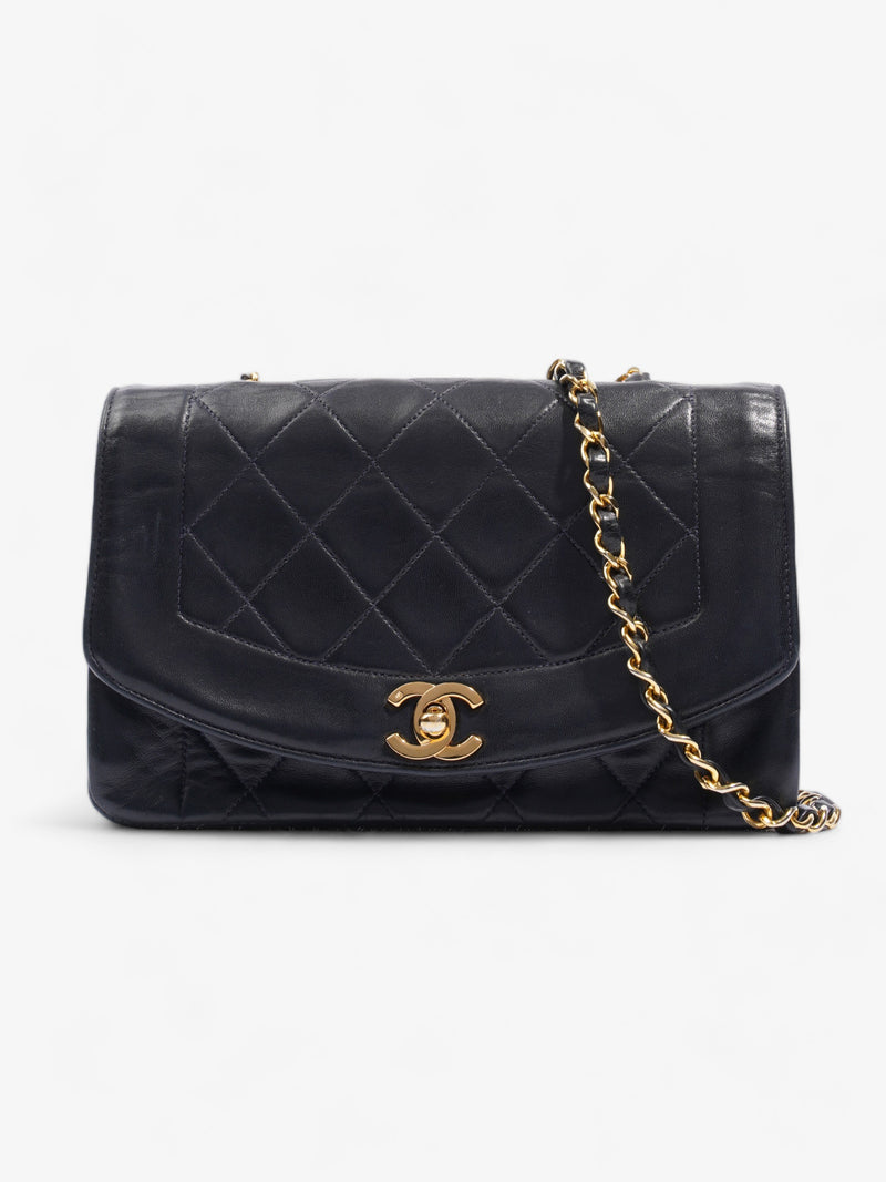  Diana Flap Bag Navy Lambskin Leather