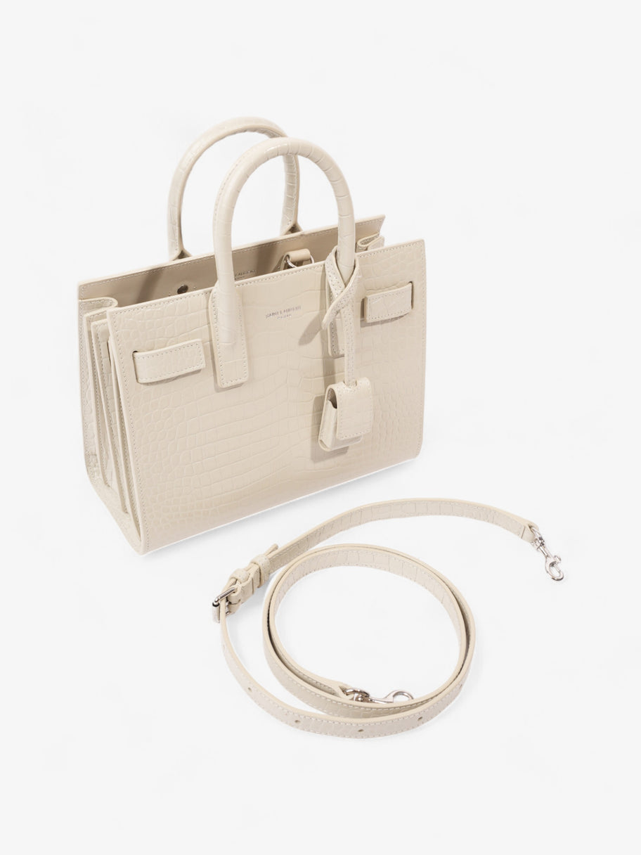 Saint Laurent Sac De Jour Off White Embossed Leather Nano Image 7