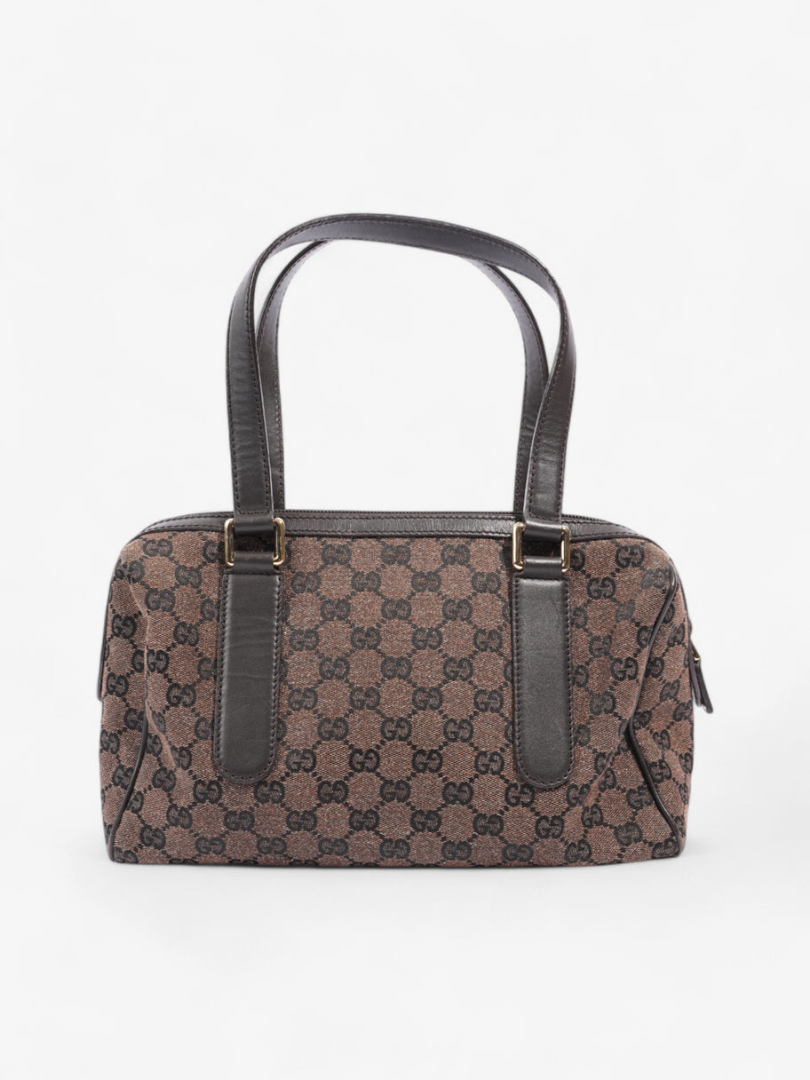 Gucci Gucci Denim Monogram Small Duffle Bag Dark Brown Brown Canvas Image 4