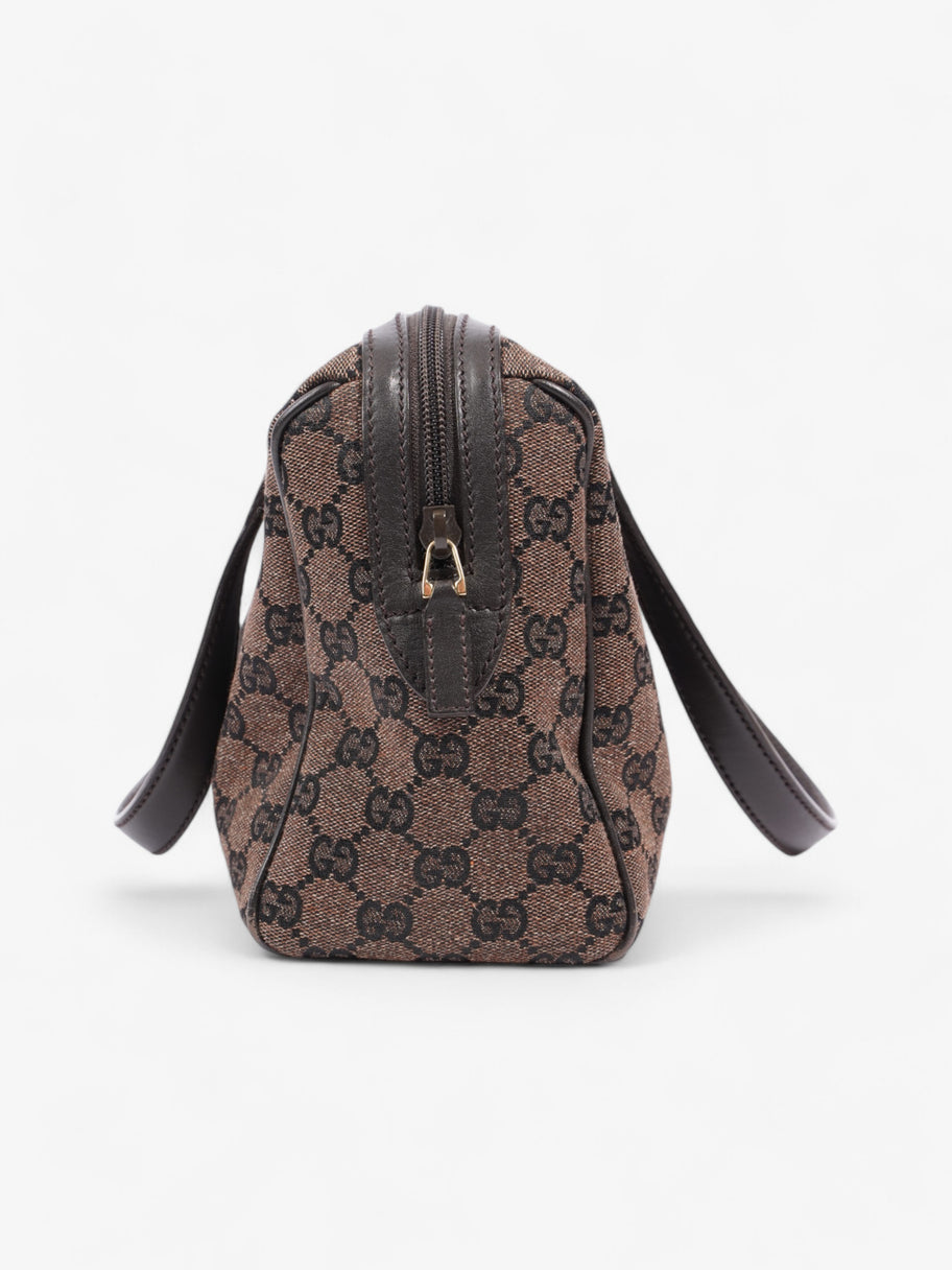 Gucci Gucci Denim Monogram Small Duffle Bag Dark Brown Brown Canvas Image 5