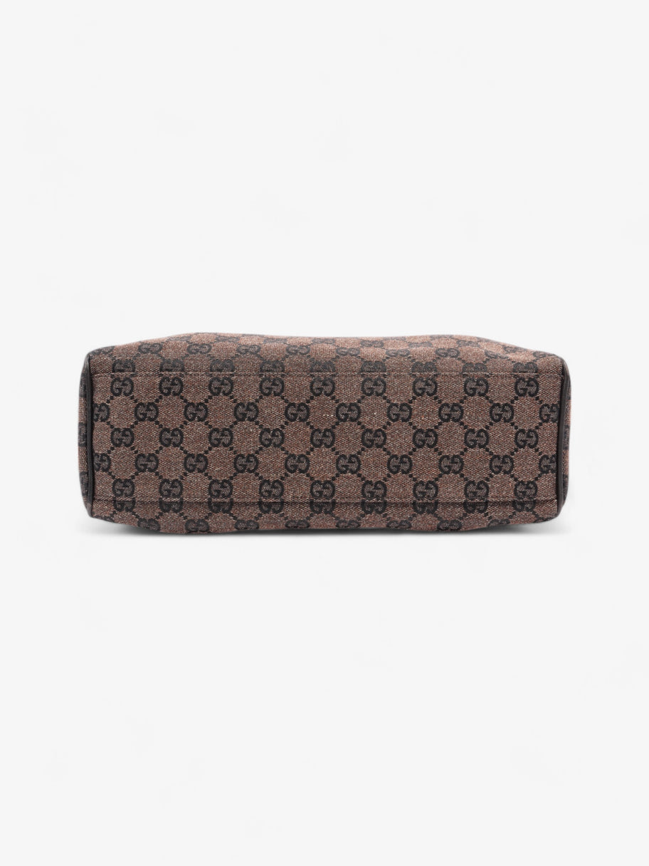 Gucci Gucci Denim Monogram Small Duffle Bag Dark Brown Brown Canvas Image 6