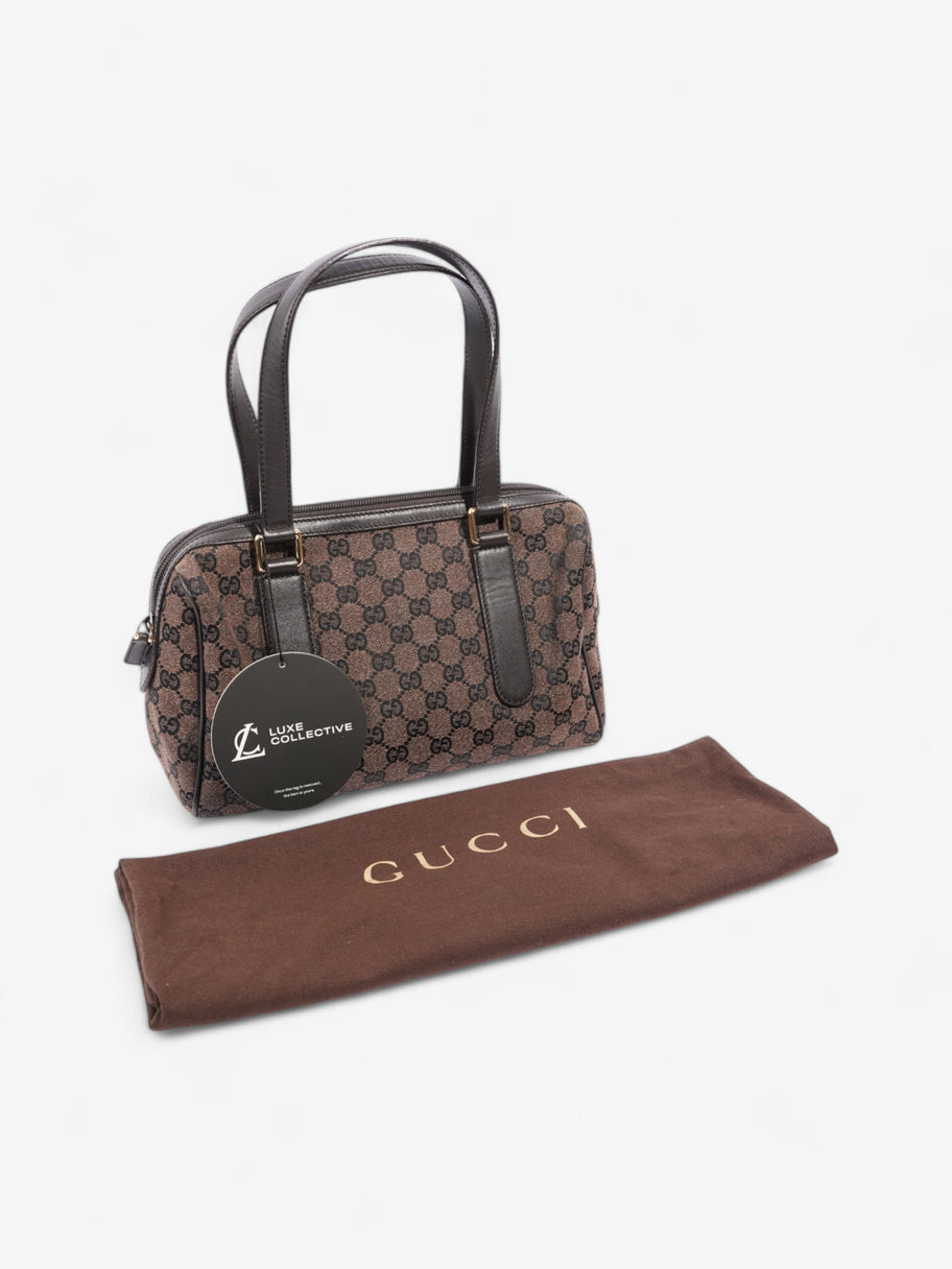 Gucci Gucci Denim Monogram Small Duffle Bag Dark Brown Brown Canvas Image 8