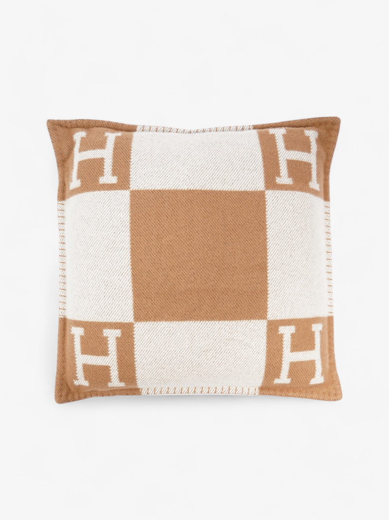  Hermes Avalon Pillow Camel / Ecru Wool Small