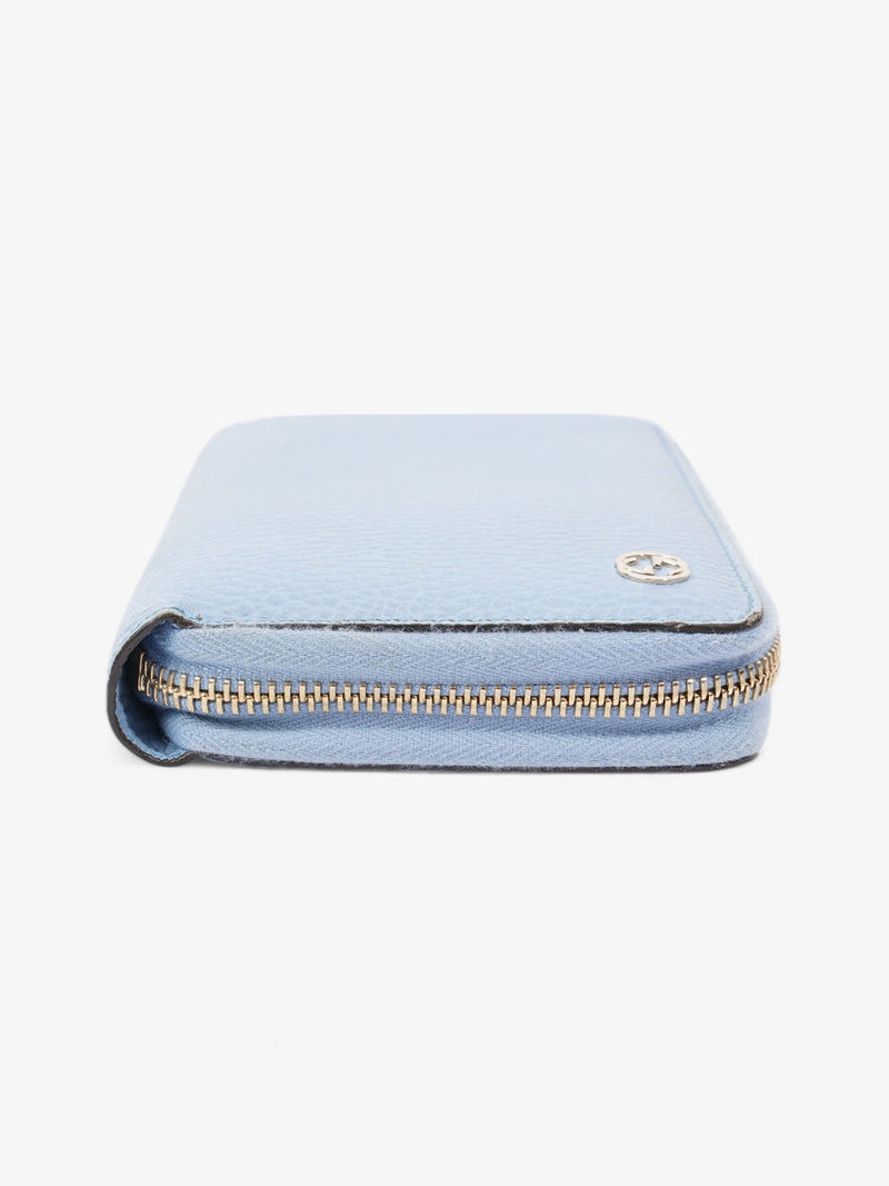  Gucci Zip Around Wallet Light Blue / Light Gold Leather Medium