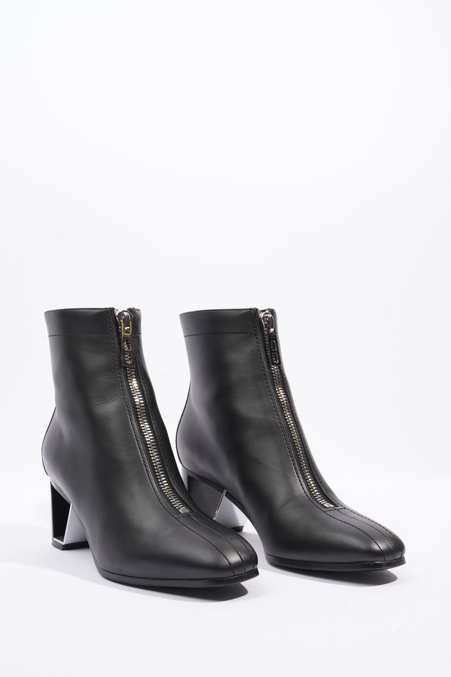 Becky Zipped Ankle Boots 60mm Black / Silver Leather EU 38.5 UK 5.5 Image 2