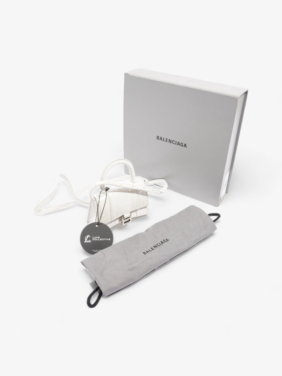 Balenciaga Hourglass White Embossed Leather Mini Image 9