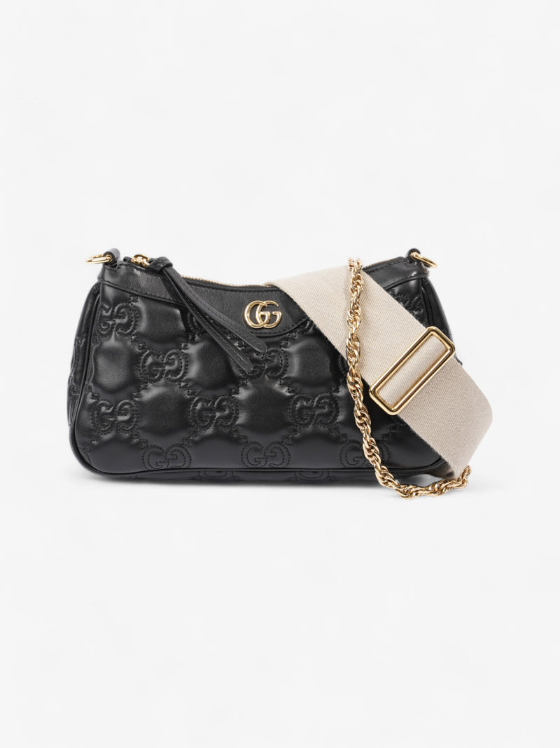  Gucci GG Shoulder Bag Black Matelasse Leather Small