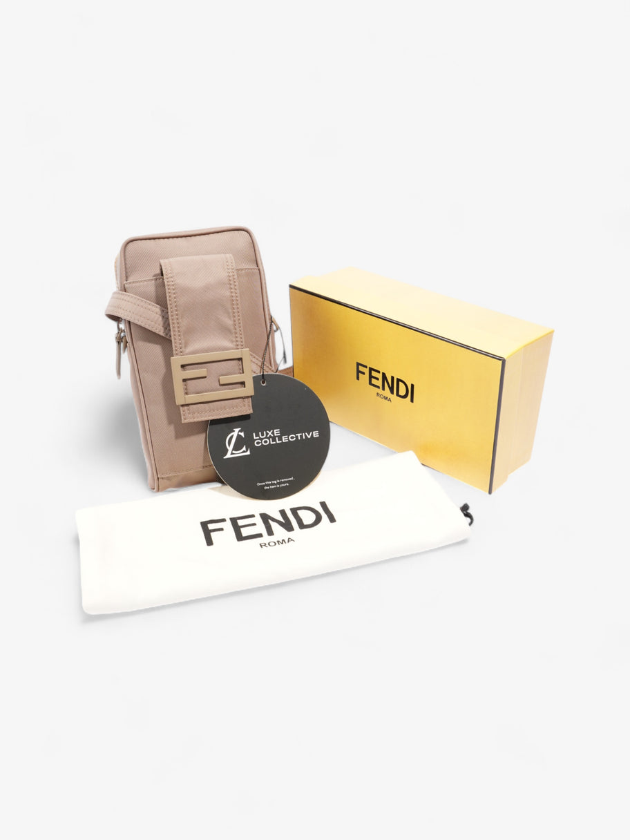 Fendi Logo Plaque Messenger Bag Beige Nylon Image 9