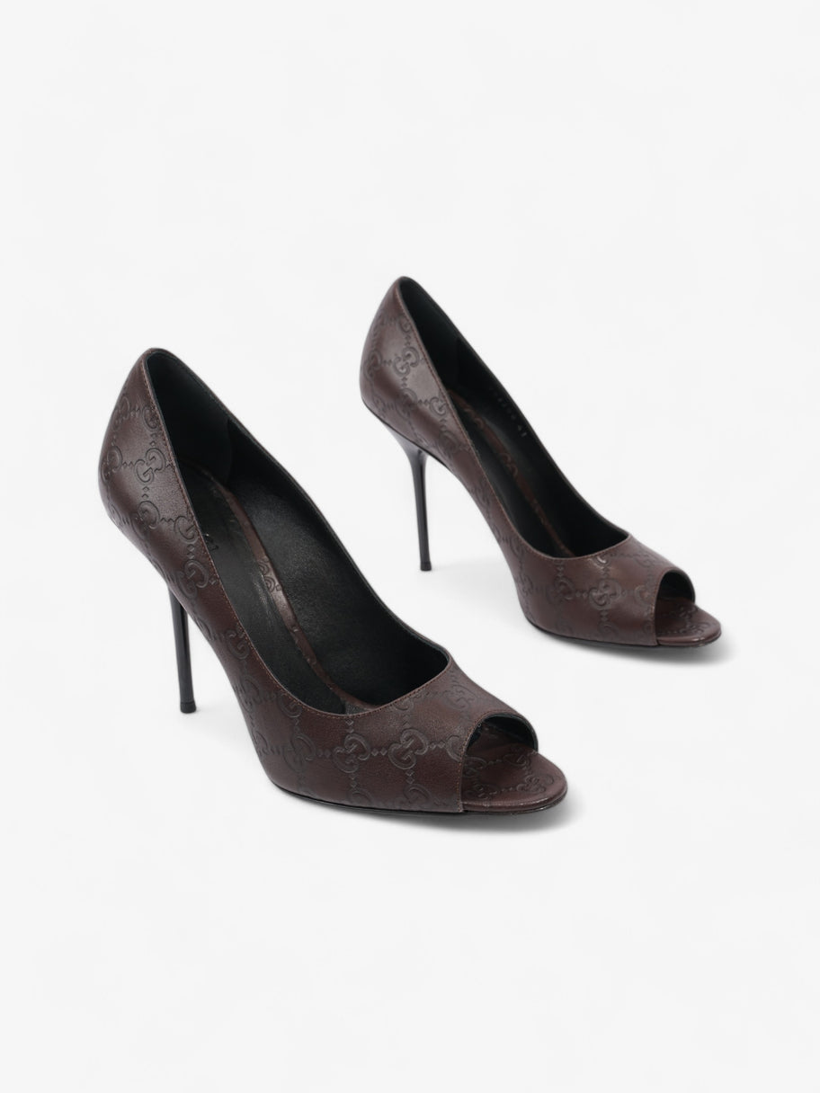 Gucci Guccissima Heels 115mm Chocolate Brown Leather EU 41 UK 8 Image 2