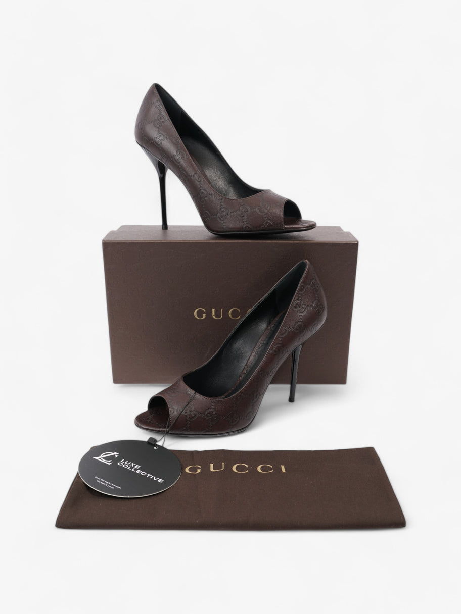 Gucci Guccissima Heels 115mm Chocolate Brown Leather EU 41 UK 8 Image 8