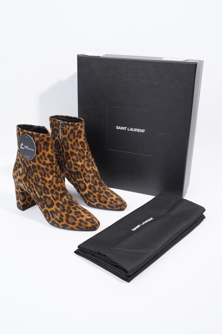 Saint Laurent Lou Ankle Boots 75 Leopard Print Suede EU 39 UK 6 Image 9