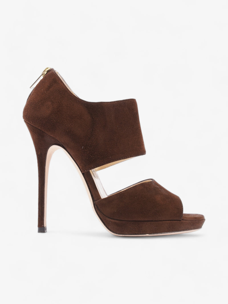  Open Toe Sandal Heels 125mm Brown  Suede EU 38 UK 5