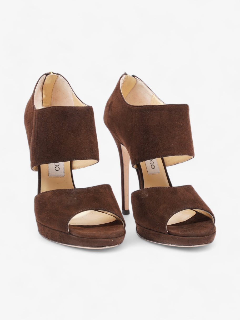 Jimmy Choo Open Toe Sandal Heels 125mm Brown  Suede EU 38 UK 5 Image 2