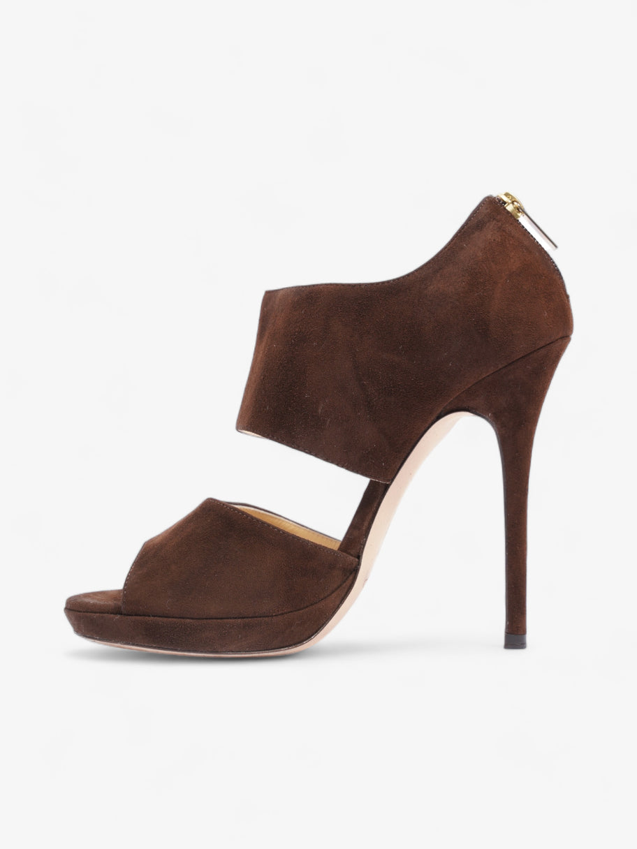 Jimmy Choo Open Toe Sandal Heels 125mm Brown  Suede EU 38 UK 5 Image 3