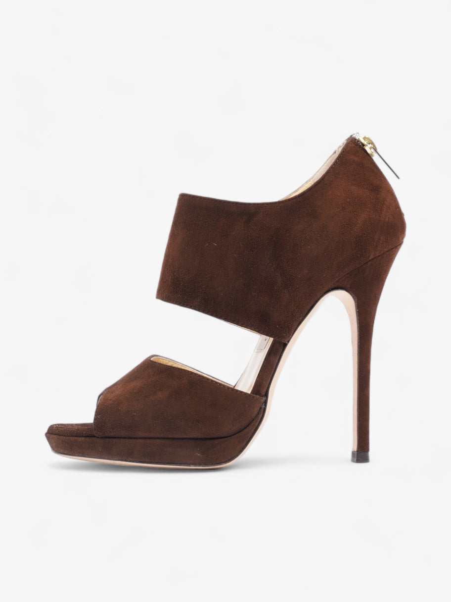 Jimmy Choo Open Toe Sandal Heels 125mm Brown  Suede EU 38 UK 5 Image 5