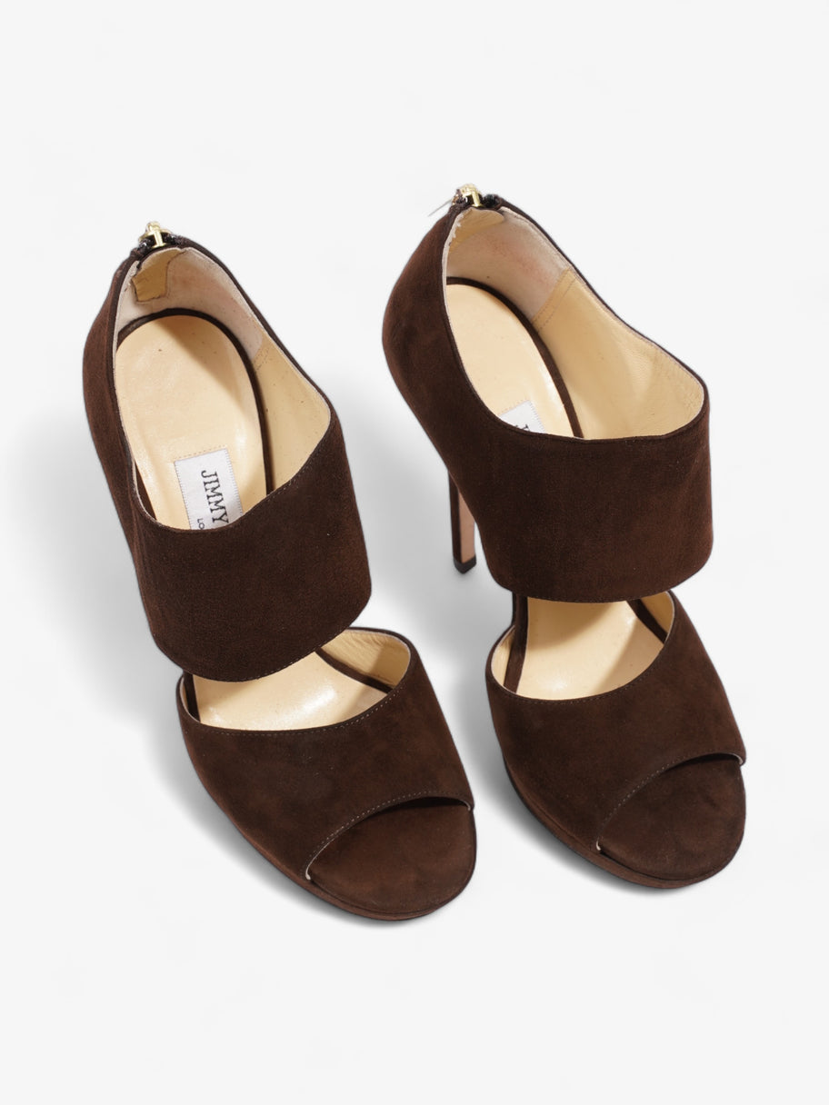 Jimmy Choo Open Toe Sandal Heels 125mm Brown  Suede EU 38 UK 5 Image 8