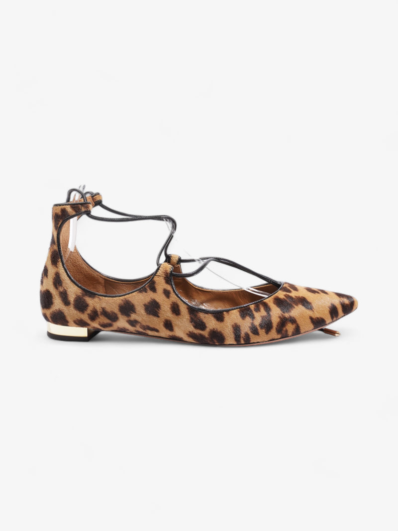  Christy Flat Leopard Print Calf Hair EU 38 UK 5