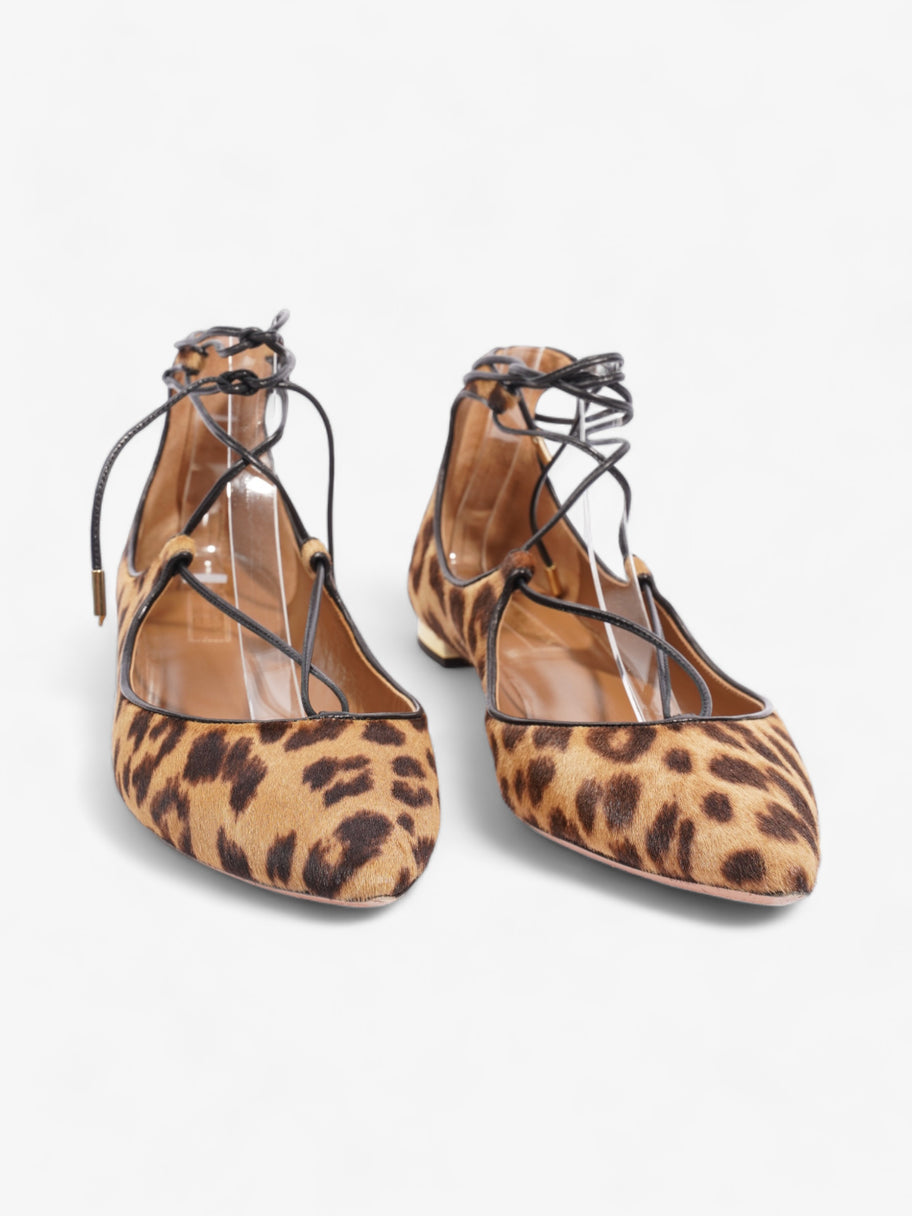 Aquazzura Christy Flat Leopard Print Calf Hair EU 38 UK 5 Image 2