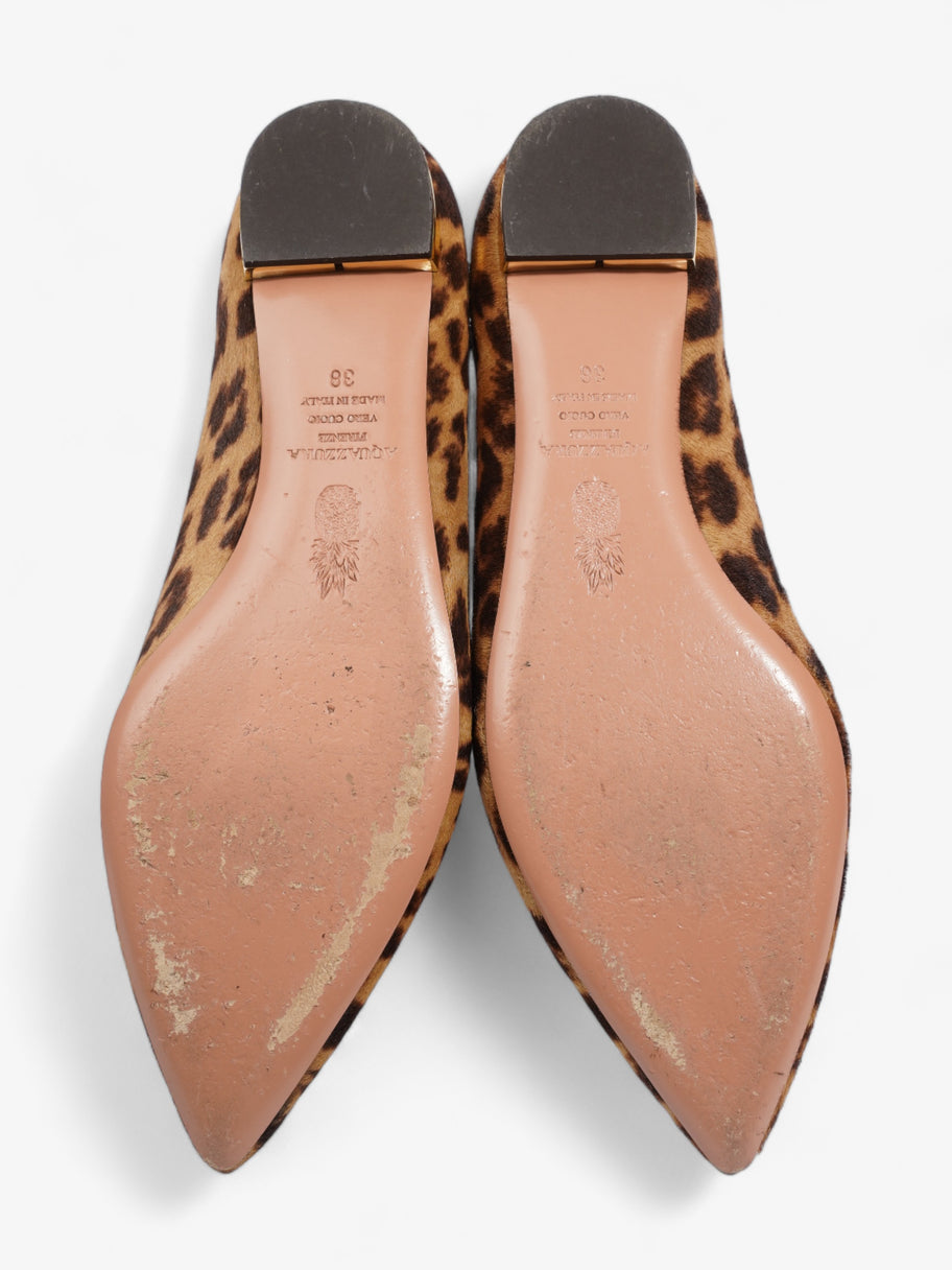 Aquazzura Christy Flat Leopard Print Calf Hair EU 38 UK 5 Image 7