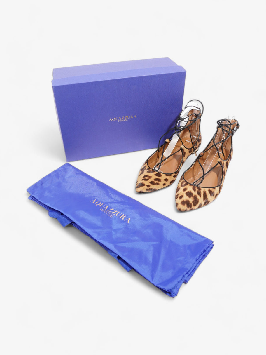 Aquazzura Christy Flat Leopard Print Calf Hair EU 38 UK 5 Image 9