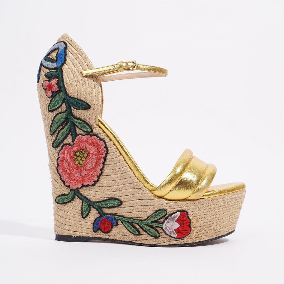 Wedge Gold Raffia EU 38.5 UK 5.5 Image 1