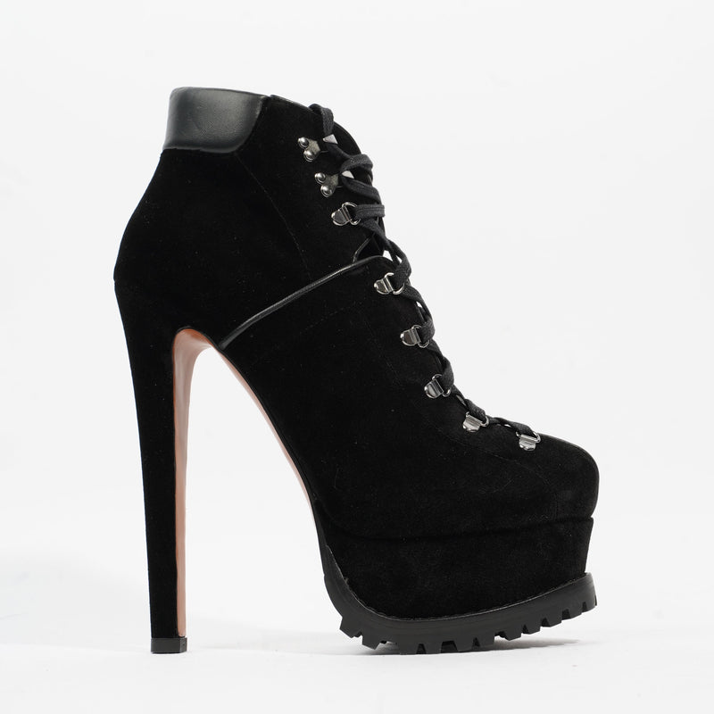  Heel Boot 160 Black Velvet EU 38 UK 5