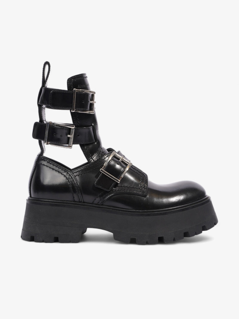  Alexander McQueen Rave Buckle Boot Black Leather EU 38 UK 5
